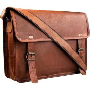 Leather Messenger Bag for Men Women - Full Grain Leather Laptop Satchel Bag